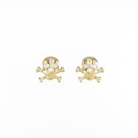 【新品】K18YG スカル ダイヤモンドピアス