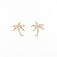 【新品】K18YG パームツリー ダイヤモンドピアス