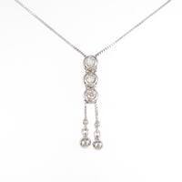 K18WG スリーストーン ダイヤモンドネックレス