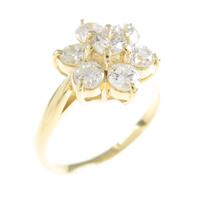 K18YG フラワー ダイヤモンドリング