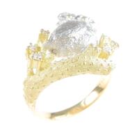 K18YG／PT フクロウ ダイヤモンドリング