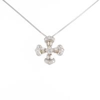 K18WG クロス ダイヤモンドネックレス