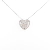 K18WG ハート ダイヤモンドネックレス