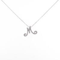 K18WG イニシャルM ダイヤモンドネックレス