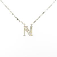 K18YG イニシャルN ダイヤモンドネックレス