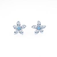 K14WG フラワー ブルートパーズピアス