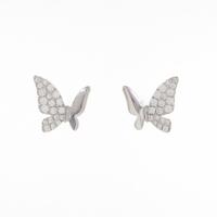 K18WG バタフライ ダイヤモンドピアス