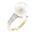 K18YG／PT アコヤパールリング