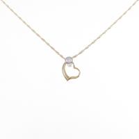 K18YG／PT ハート ダイヤモンドネックレス