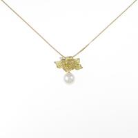 K18YG ローズ アコヤパールネックレス