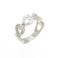 K18WG ハート ダイヤモンド ピンキーリング