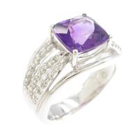 K18WG アメジストリング