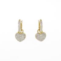 K18YG／K18WG 2WAY パヴェ ハート ダイヤモンドピアス