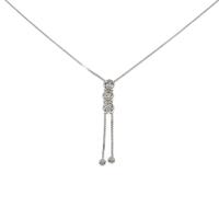 K18WG スリーストーン ダイヤモンドネックレス