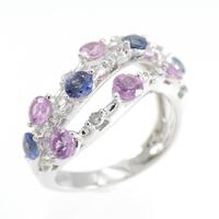 750WG サファイヤ リング 1.40CT 拡散処理未検査
