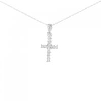 750WG/K18WG クロス ダイヤモンド ネックレス