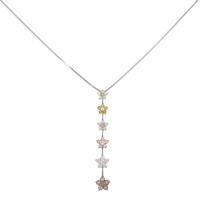 750フォーカラー/K18WG フラワー ダイヤモンド ネックレス 1.79CT