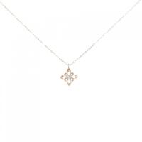 K18PG フラワー ダイヤモンド ネックレス 0.03CT