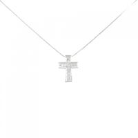 K18WG クロス ダイヤモンド ネックレス 0.20CT