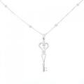 K18WG ハート × キー ダイヤモンド ネックレス 0.05CT