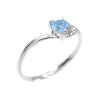 K18WG ハート ブルートパーズ リング