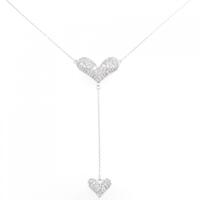 K18WG パヴェ ハート ダイヤモンド ネックレス 1.10CT