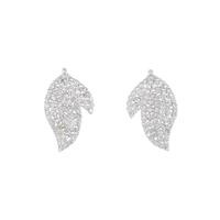 K18WG パヴェ リーフ ダイヤモンド ピアス 1.00CT