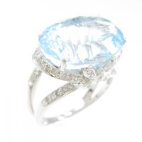 K18WG ブルートパーズ リング 9.11CT