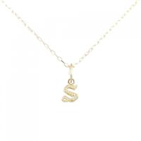 K18YG イニシャルS ダイヤモンド ネックレス 0.01CT