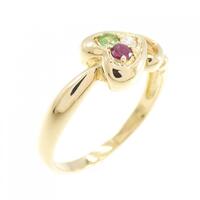 K18YG ハート カラーストーン リング