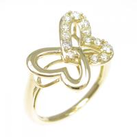 K18YG バタフライ ダイヤモンド リング 0.30CT