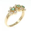 K18YG フラワー エメラルド リング 0.18CT