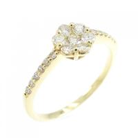 K18YG フラワー ダイヤモンド リング 0.30CT