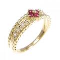 K18YG フラワー ルビー リング 0.12CT