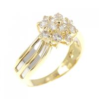 K18YG/PT フラワー ダイヤモンド リング 0.34CT