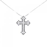 K18WG クロス ダイヤモンド ネックレス 0.74CT