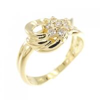 K18YG フラワー ダイヤモンド リング 0.15CT