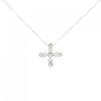 K18WG クロス ダイヤモンド ネックレス 0.40CT