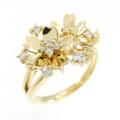 K18YG フラワー ダイヤモンド リング 0.15CT