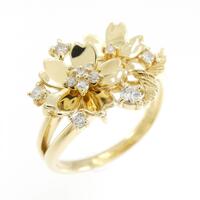 K18YG フラワー ダイヤモンド リング 0.15CT