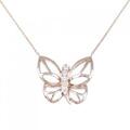 750PG/585PG バタフライ ダイヤモンド ネックレス 0.26CT