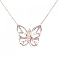 750PG/585PG バタフライ ダイヤモンド ネックレス 0.26CT