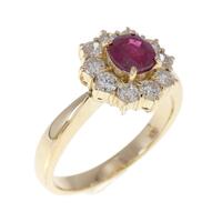 K18YG ルビー リング 0.70CT