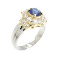 K18YG/PT サファイヤ リング 0.87CT