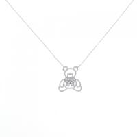 【新品】K18WG ベア ダイヤモンド ネックレス 0.05CT