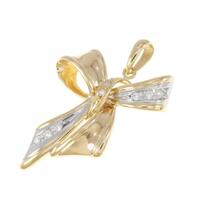 K18YG/PT リボン ダイヤモンド ペンダント 0.068CT