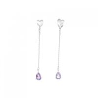 K14WG ハート アメジスト イヤリング