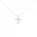 K18WG クロス ダイヤモンド ネックレス 0.07CT