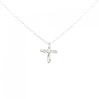 K18WG クロス ダイヤモンド ネックレス 0.07CT
