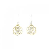 K18YG/K18WG フラワー ダイヤモンド ピアス 0.05CT